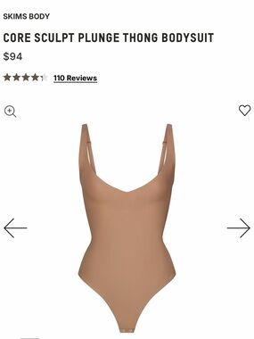 SKIMS Core Sculpt Plunge Thong Bodysuit — Tan